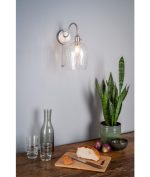 Hadano Wall Light Antique Chrome With Clear Dimpled Glass Shade - Image 3