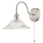 Hadano Wall Light Antique Chrome With Clear Flared Glass Shade