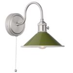Hadano Wall Light Antique Chrome With Olive Green Shade