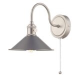 Hadano Wall Light Antique Chrome With Antique Pewter Shade