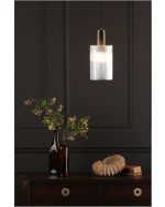 Nikolas Pendant Natural Solid Brass Ribbed Cylinder Glass - Image 5