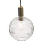 Nikolas Pendant Natural Solid Brass Ribbed Round Glass - Image 3