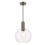 Nikolas Pendant Antique Chrome Round Clear Glass