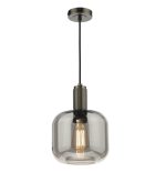 Nikolas Pendant Antique Chrome Smoked Glass