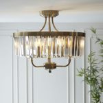 Round 3lt Antique Brass & Clear Cut Glass - Image 4