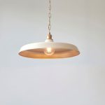 Matt Warm White & Satin Gold Mid Century Pendant - Image 3