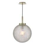 Avari 1lt Pendant Satin Brass & Clear Frosted Glass
