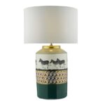 Callie Table Lamp Green/Gold Zebra Motif (Base Only)