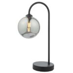 Eissa 1lt Touch Table Lamp Matt Black Smoked Glass