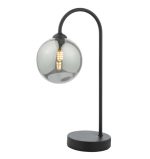 Eissa 1lt Touch Table Lamp Matt Black Smoked Glass