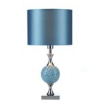 Elsa Table Lamp Polished Chrome Blue Mosaic With Shade
