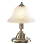 Gloucester Touch Table Lamp Antique Brass & Glass Shade