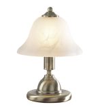 Gloucester Touch Table Lamp Antique Brass & Glass Shade