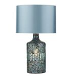 Guru Table Lamp Blue Mosaic Dual Source With Shade