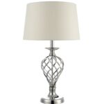 Iffley Touch Table Lamp Polished Chrome Twist Cage Base With Shade - Large