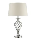 Iffley Touch Table Lamp Polished Chrome Twist Cage Base With Shade - Large