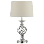 Iffley Touch Table Lamp Polished Chrome Twist Cage Base With Shade - Small