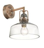 Miles Wall Light Antique Copper Smoked Glass