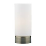 Owen Touch Round Glass Table Lamp Antique Brass Opal Glass