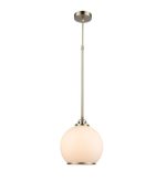 Antique Brass Pendant With White Glass Shade
