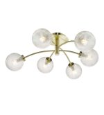Avari 6lt Semi Flush Satin Brass  Clear Frosted Glass