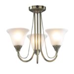 Boston 3lt Semi Flush Antique Brass Complete With Glass