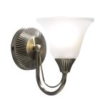Boston Wall Light Antique Brass Opaque Glass
