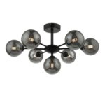 Cohen 7lt Semi Flush Matt Black Smoked Glass