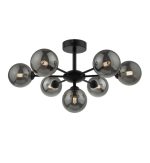 Cohen 7lt Semi Flush Matt Black Smoked Glass