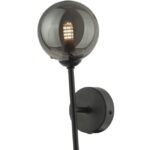 Cohen 1lt Wall Light Matt Black With Smoked Glass