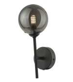 Cohen 1lt Wall Light Matt Black With Smoked Glass