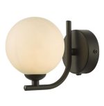 Cradle 1lt Wall Light Matt Black Opal Glas