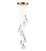 Dita 10lt Cluster Pendant Brass & Glass