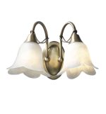 Doublet Double Wall Bracket Antique Brass Complete With Alabaster Glass