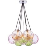 Elpis 7lt Cluster Pendant Polished Chrome Mixed Coloured Glass