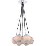 Elpis 7lt Cluster Pendant Polished Chrome Planet Style Glass