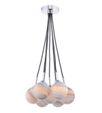 Elpis 7lt Cluster Pendant Polished Chrome Planet Style Glass