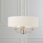 Highclere 3lt Pendant Brushed Chrome & Natural Shade - Image 2
