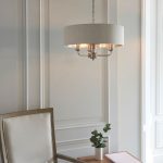 Highclere 3lt Pendant Brushed Chrome & Natural Shade - Image 3