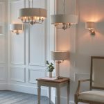 Highclere 3lt Pendant Brushed Chrome & Natural Shade - Image 4