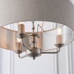 Highclere 3lt Pendant Brushed Chrome & Natural Shade - Image 5