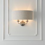Highclere 2lt Wall Brushed Chrome & Natural Shade - Image 2