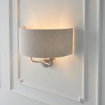Highclere 2lt Wall Brushed Chrome & Natural Shade - Image 5