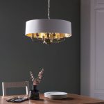 Highclere 6lt Pendant Antique Brass & White Shade - Image 3