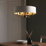 Highclere 6lt Pendant Antique Brass & White Shade - Image 5