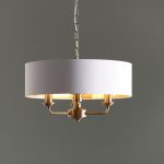 Highclere 3lt Pendant Antique Brass & White Shade - Image 3