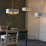 Highclere 3lt Pendant Antique Brass & White Shade - Image 4
