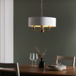 Highclere 3lt Pendant Antique Brass & White Shade - Image 5