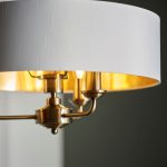 Highclere 3lt Pendant Antique Brass & White Shade - Image 6