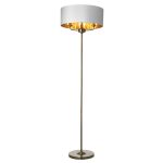 Highclere 3lt Floor Antique Brass & White Shade